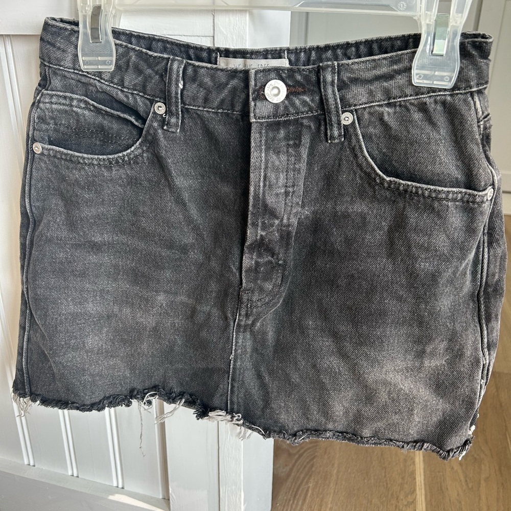 Free People Black Jean Mini Skirt